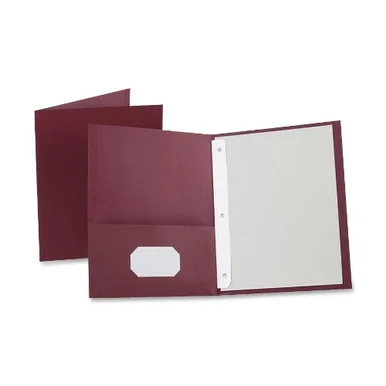 Oxford Twin-pocket Folders With Fasteners - Letter - 8.50" X 11" - 3 Fastener - 0.50" Folder Fastener Capacity - 2 Pockets - Leatherette Paper - Burgundy - 25 / Box (ESS57757)
