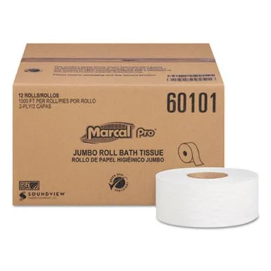 Marcal 60101 100% Recycled Bathroom Tissue, 2-ply, White, 1000 Ft/roll, 12 Rolls/ct