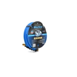 BlueBird 10010350 Blubird Epdm Rubber Air Hose 3/8 Inch Heavy Duty 300 Psi Male Npt Polyester Woven Lightest Strongest Flexible - 10 Feet BB3810