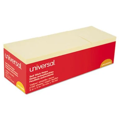 Universal Office Products UNV35693 Self-stick Note Pads, 3" X 3", Yellow, 90-sheet, 24/pack