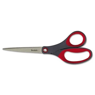Scotch Precision Scissors - 8" Overall Length - Left/right - Stainless Steel - Red, Gray (MMM1448)