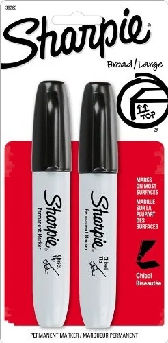 Sharpie Chisel Tip Markers - Chisel Marker Point Style - Black Ink - 2 / Cd (SAN38262)