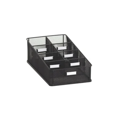 Safco 3291BL Onyx Breakroom Organizers, 7 Compartments, 16 X8 1/2x5 1/4, Steel Mesh, Black
