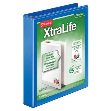 Cardinal Xtralife Clearvue Non-stick Locking Slant-d Ring Binder - Letter - 8.50" X 11" - 375 Sheet Capacity - 3 X D-ring Fastener - 1.50" Binder Fastener Capacity - 2 Pockets - Polyolefin (CRD26312)
