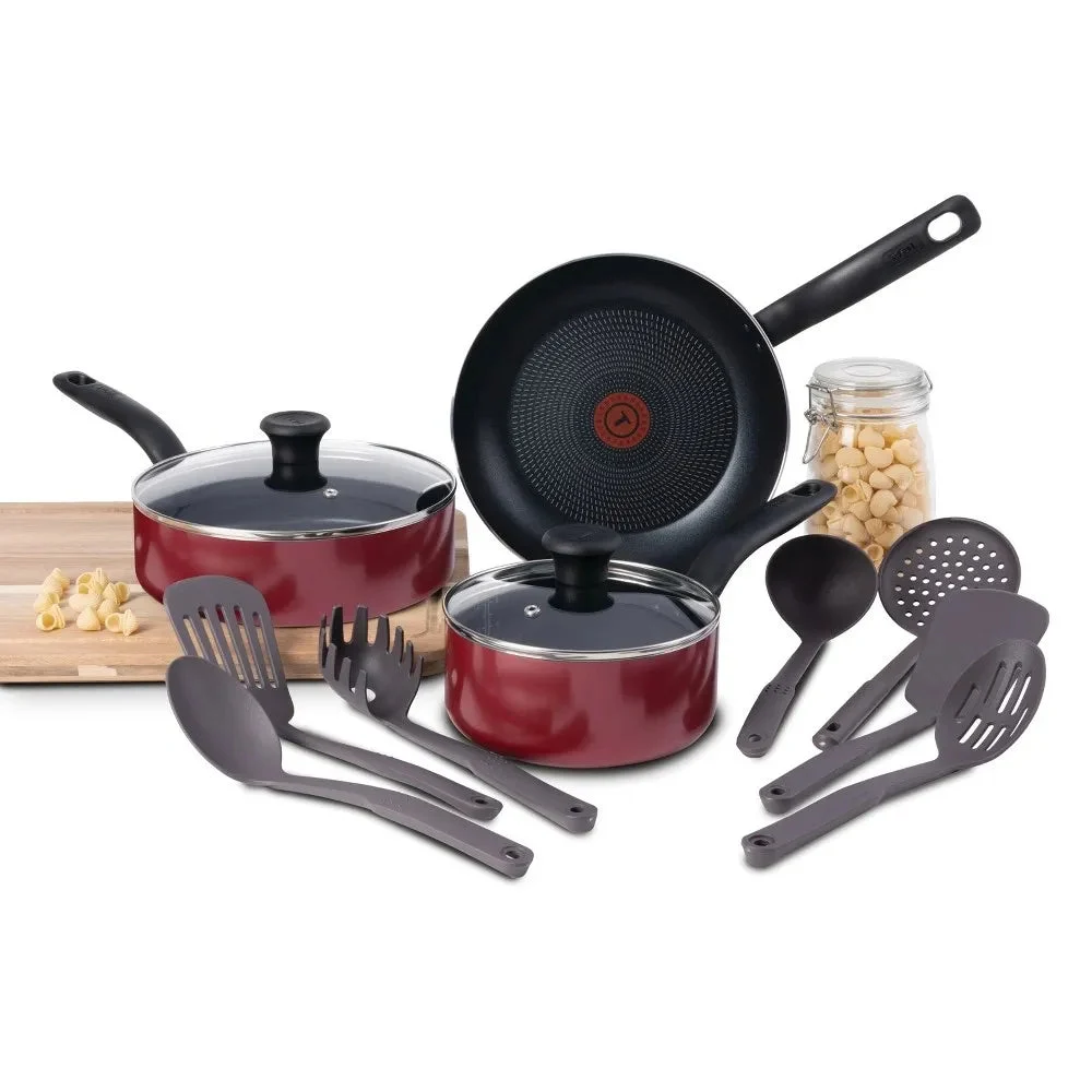 T-Fal 12pc Simply Cook Nonstick Cookware Set - Red