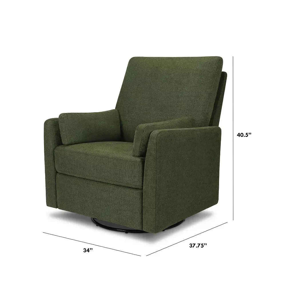 Carter's by Davinci Ethan Swivel Recliner in Performance Forest Green Linen