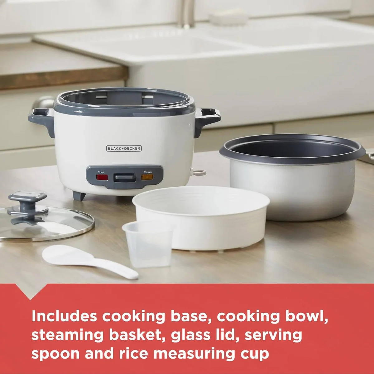 BLACK+DECKER 14-Cup Rice Cooker - White