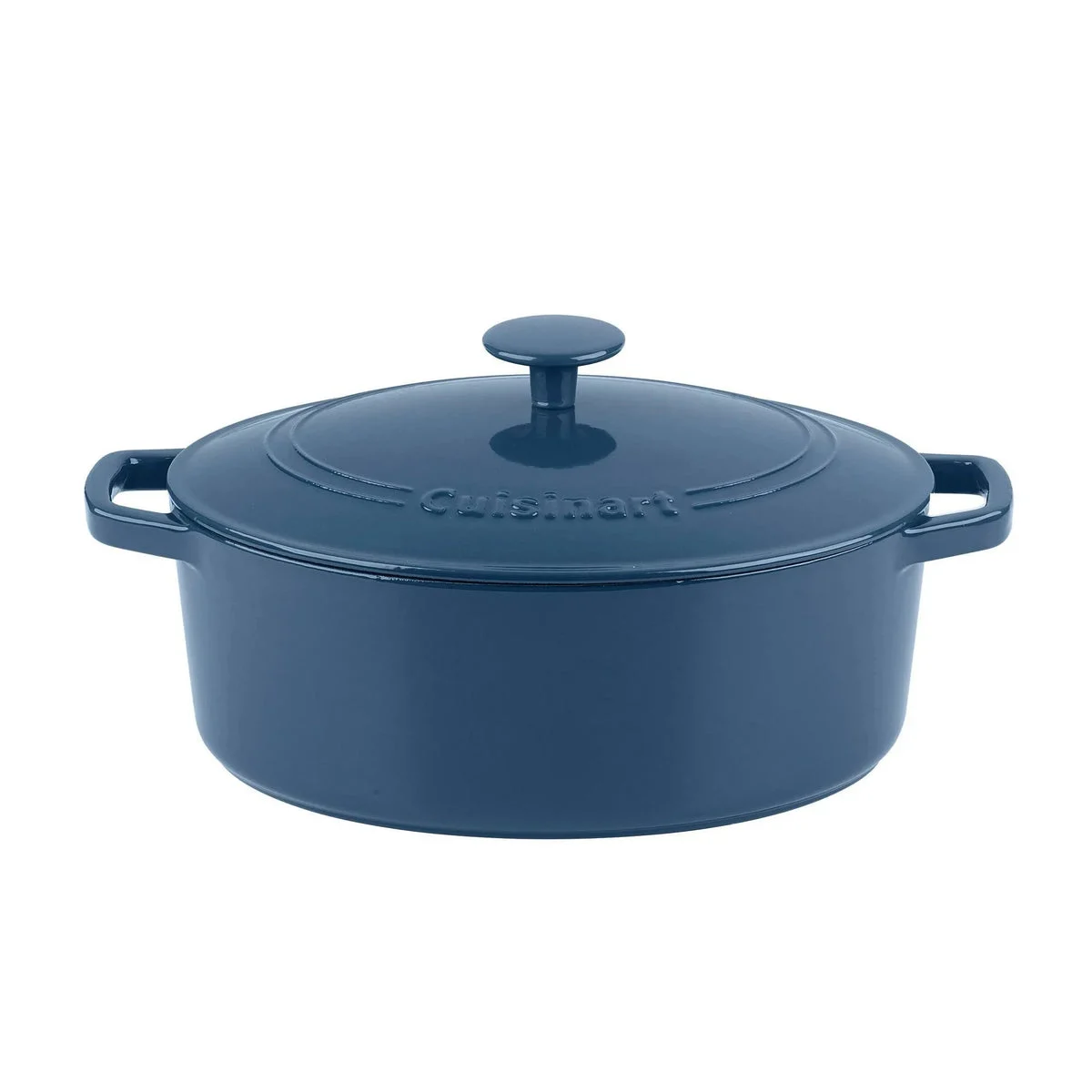 Cuisinart Chef's Classic 5.5qt Blue Enameled Cast Iron Oval Casserole with Cover (See Description)