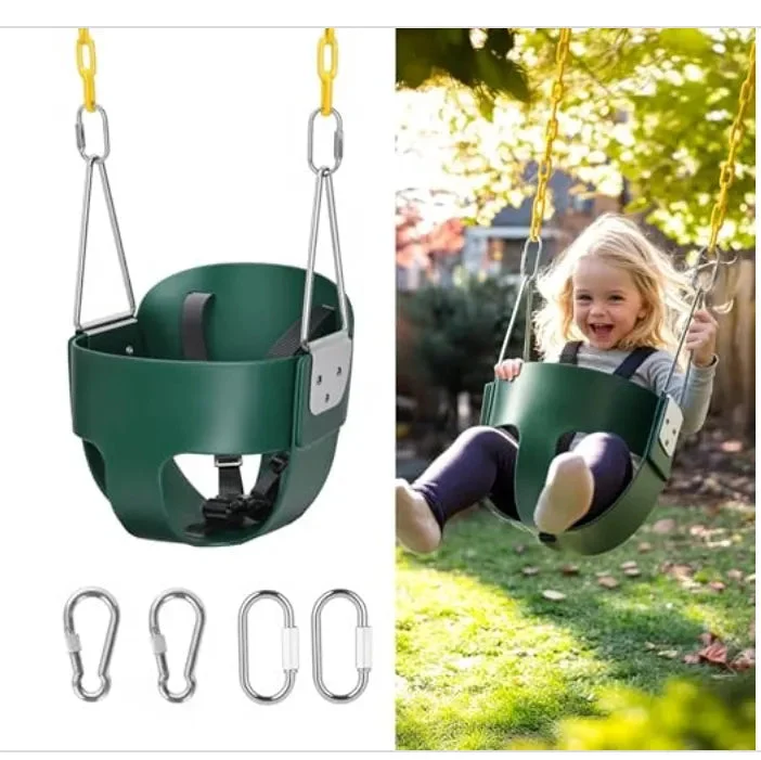 High back Full Bucket, Toddler Swing with Coated Chains