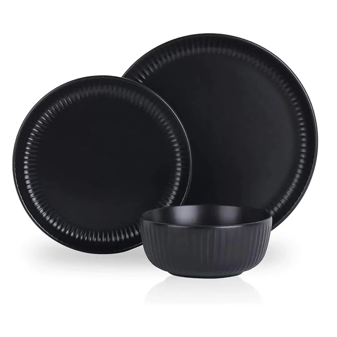 Safdie 12 Piece Stoneware Dinnerware Set - Black
