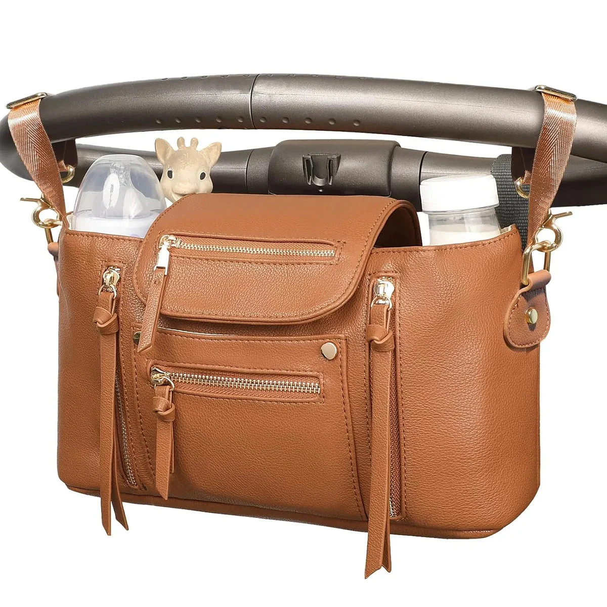 miss fong Stroller Organizer with Insulated Cup Holder - Brown