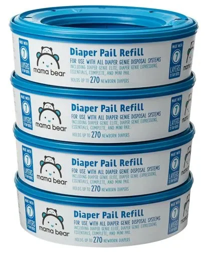 Mama bear Amazon Brand - Mama Bear Diaper Pail Refills for Diaper Genie Pails, 270 Count (