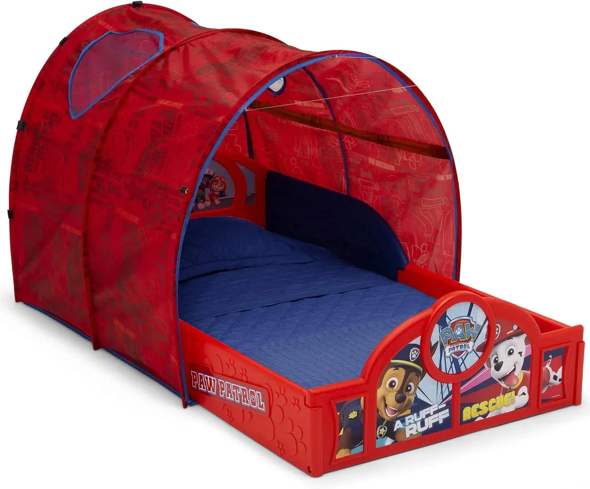 Delta Children Nick Jr. PAW Patrol Sleep and Play Toddler Bed with Tent, Red Paw Patrol Toddler Bed