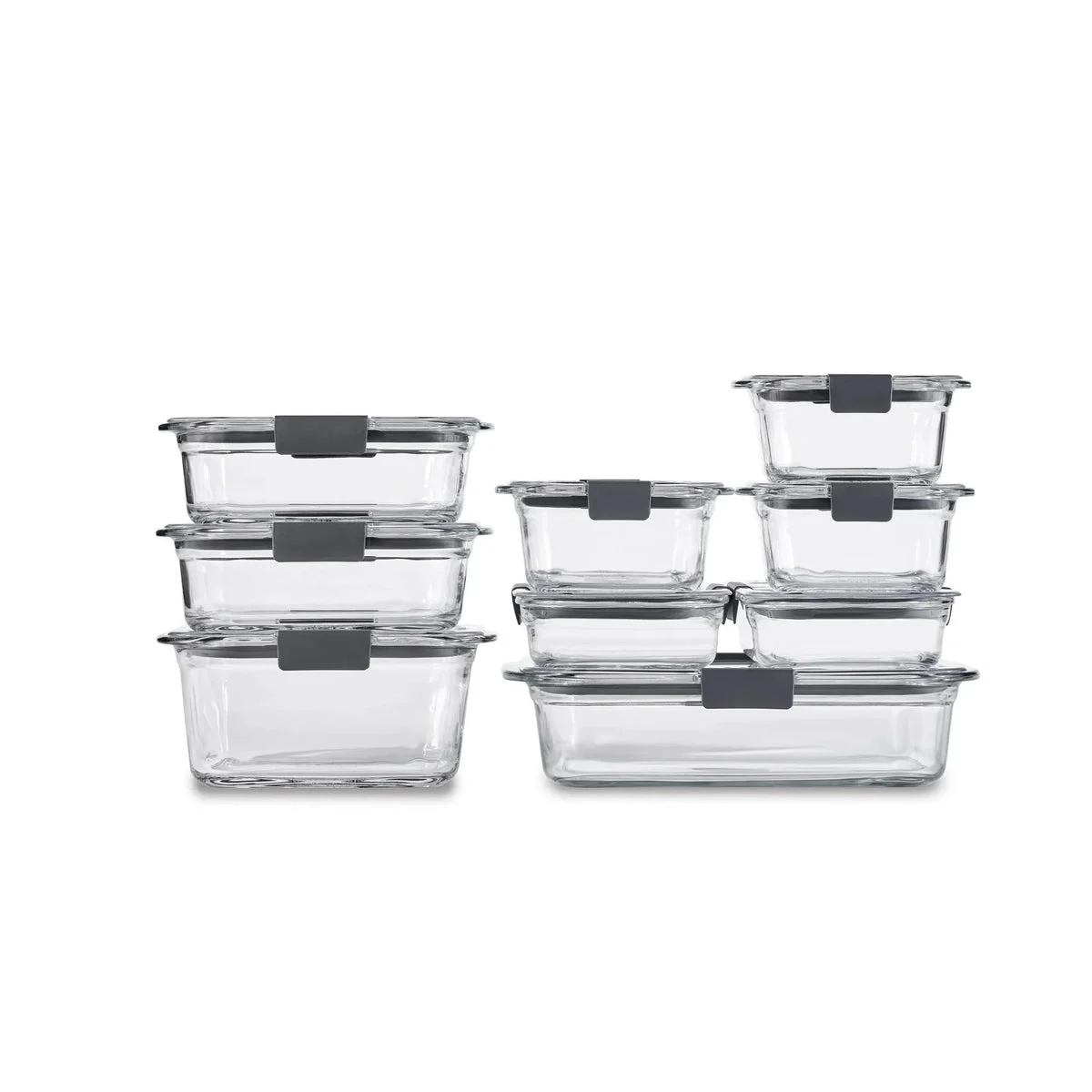 Rubbermaid Brilliance 18pc Glass Food Storage Container Set: Clear