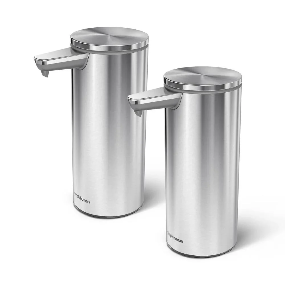 SimpleHuman 9 Oz. Touch-Free Rechargeable Sensor Pump - 2-Pack - Brushed Stainless Steel
