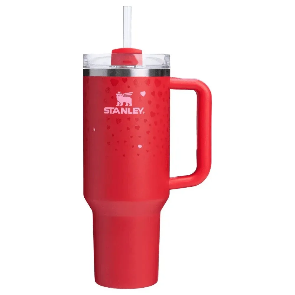 Stanley 40 oz Stainless Steel H2.0 Flowstate Quencher Tumbler - Ruby Hearts Red