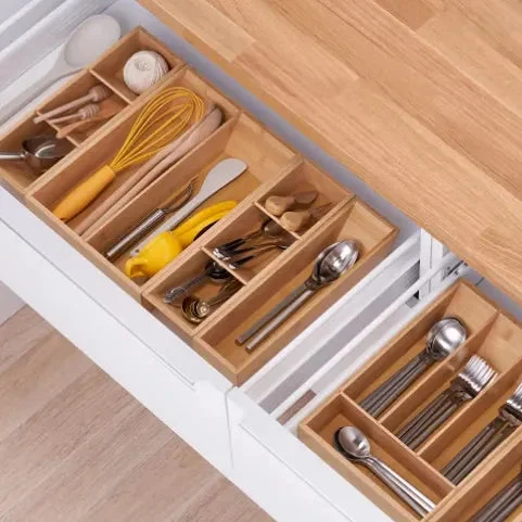 Trinity Bamboo Drawer Organizer Set - Natural Wood