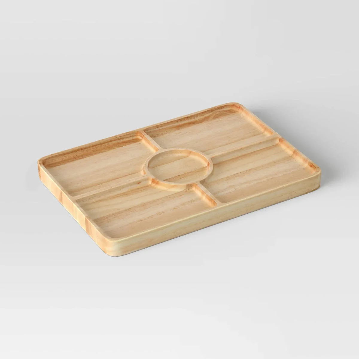 Threshold Rubberwood Sectioned Serving Board - Brown
