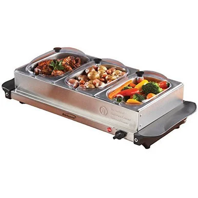 Brentwood Appliances BF-315 Brentwood Bf-315 Triple Buffet Server With Warming Tray & Three 1.5-quart Steel Pans