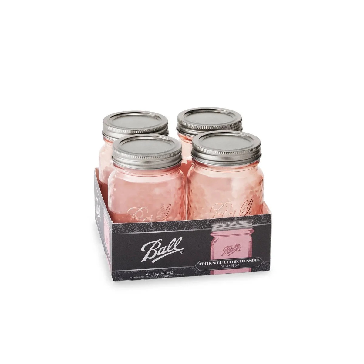 Ball 16oz 4pk Glass Regular Mouth Rose Vintage Mason Jar with Lid and Band
