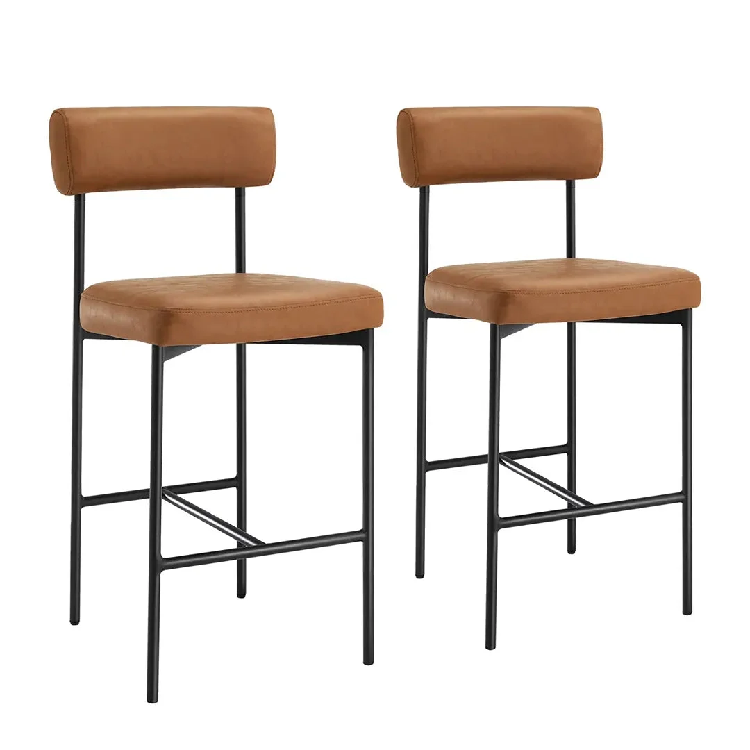 Latitude Run® Mid-Century Upholstered Faux Leather Counter Stool - 26