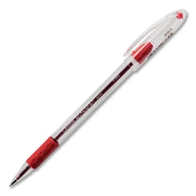 Pentel BK90B R.s.v.p. Stick Ballpoint Pen, Fine 0.7mm, Red Ink, Clear/red Barrel, Dozen