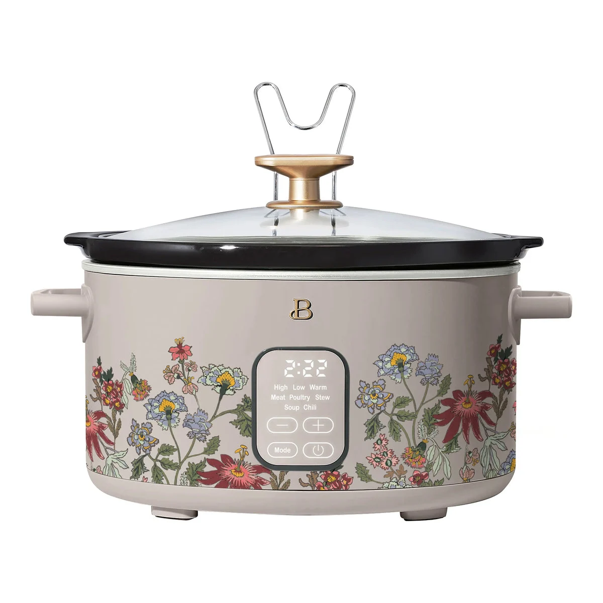 Beautiful 6 Qt Programmable Slow Cooker - Wildflower Porcini Taupe