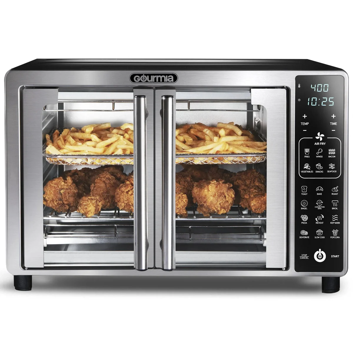 Gourmia GTF7465 Digital Air Fryer Toaster Oven with Convenient Single-Pull French Doors