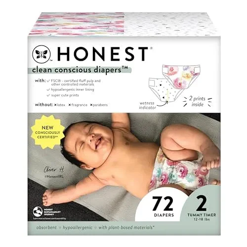 The Honest Company 72 ct Clean Conscious Baby Diapers - Size 2 (12-18 lbs)