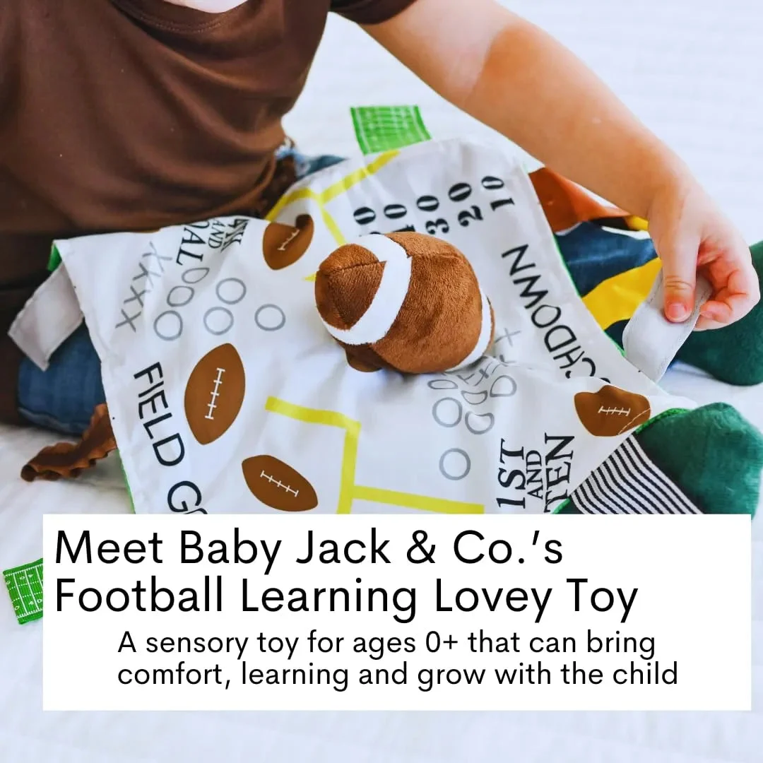 Baby Jack & Co Football Sports Sensory Plush Blanket - 10x10