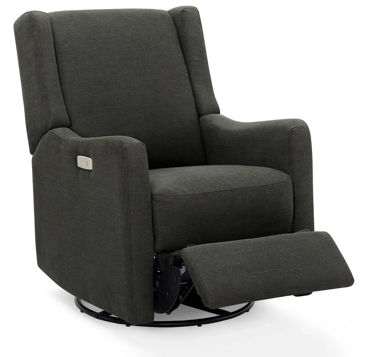 Delta Children Mercer Nursery Swivel Power Recliner in Dark Gray