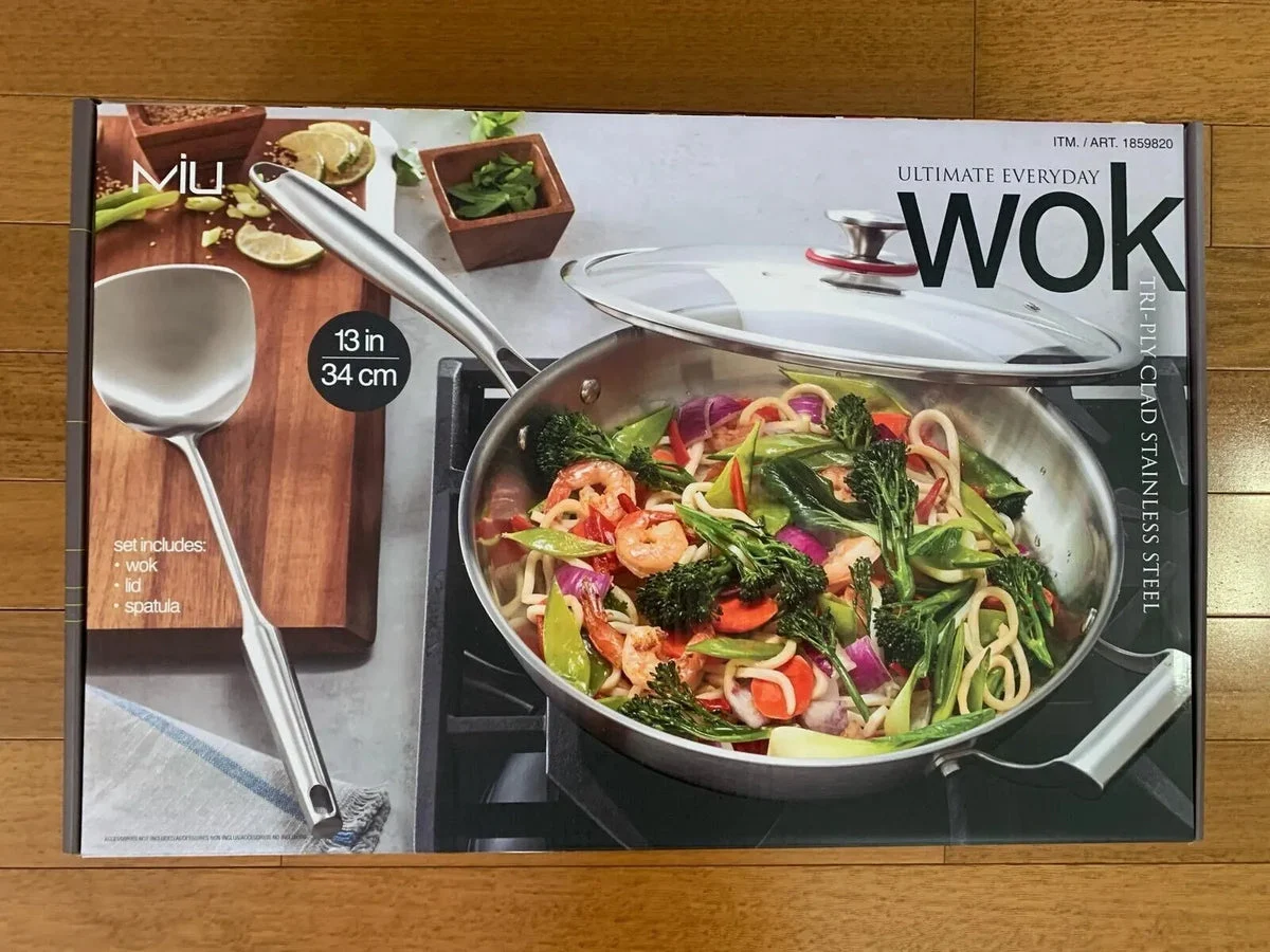 MIU 13-Inch Stainless Steel Tri-Ply Wok With Lid And Spatula (See Description)
