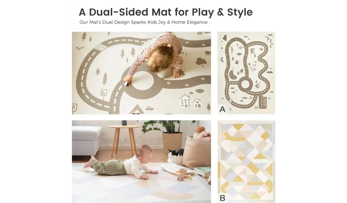 Tiny Land Double-Sided Baby Playmat - Urban Zoo Adventure