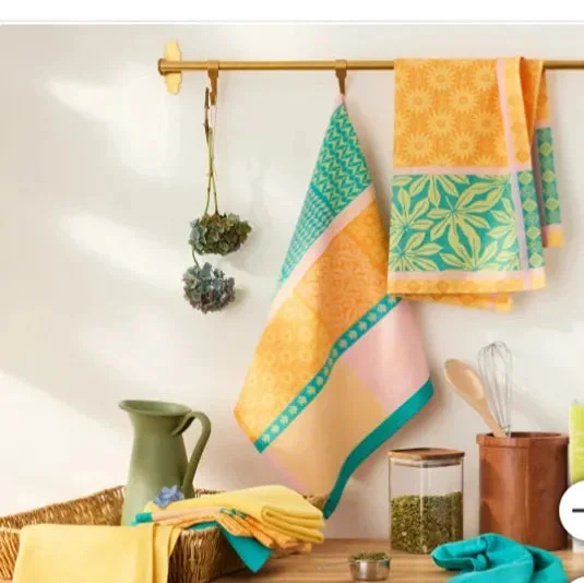 Jacquard Flatwoven Kitchen Towels - 8-Pack - Botanicals