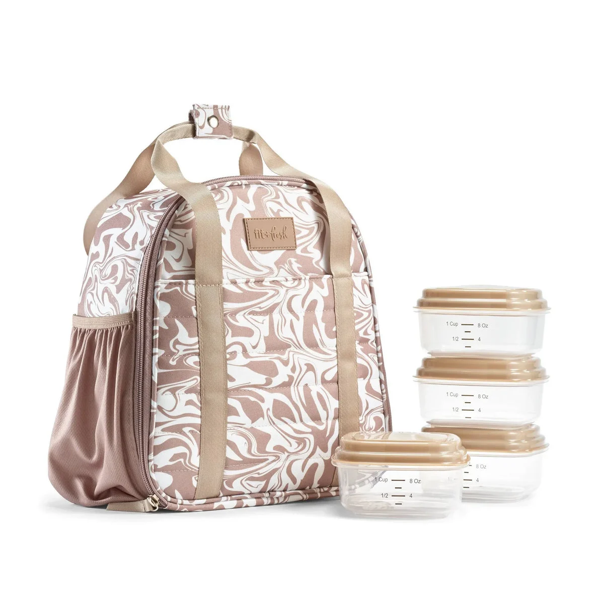 Fit & Fresh Insulated Lunch Kit with 4 Containers - Mushroom Liquid Marble