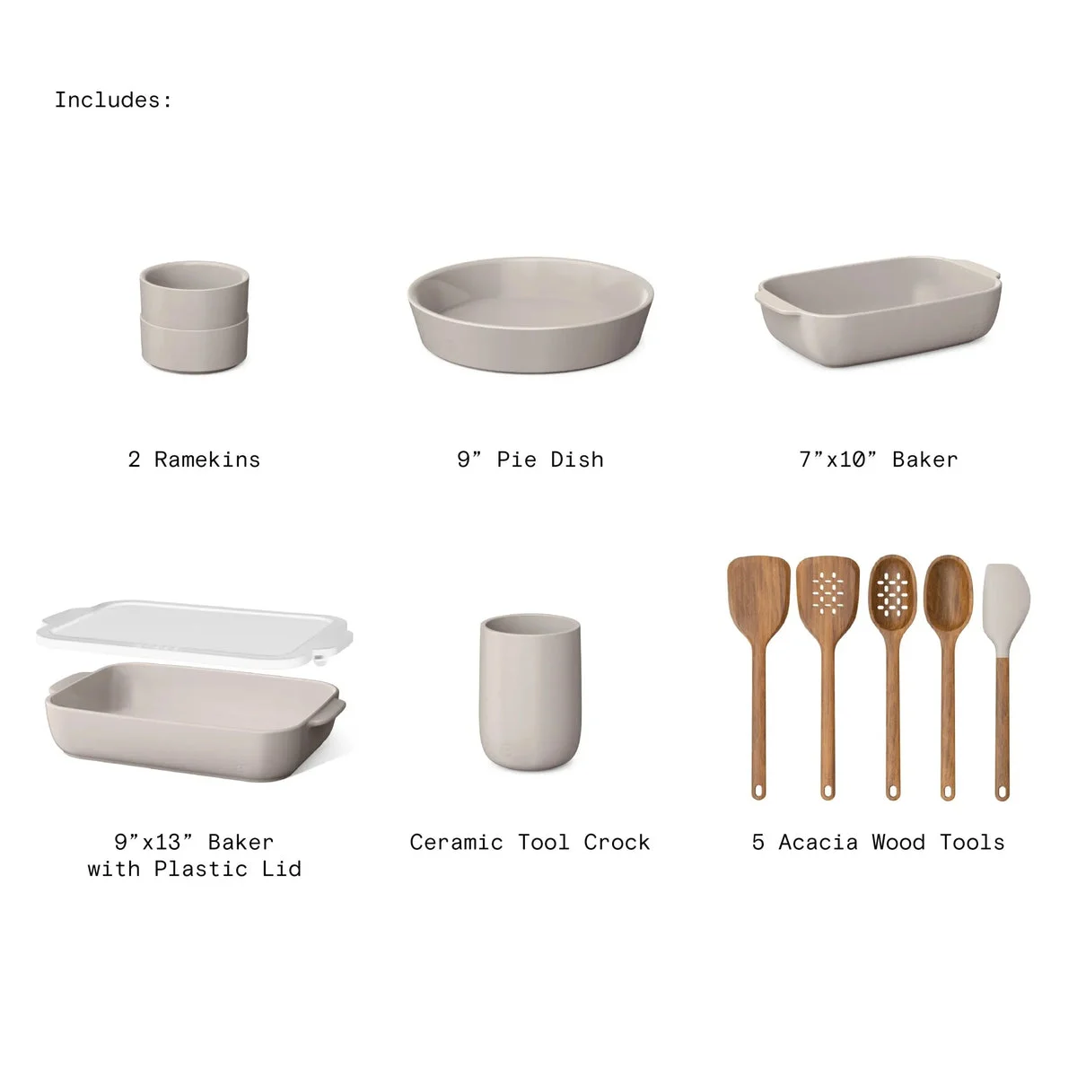 Beautiful 12-Piece Stoneware Bakeware & Kitchen Tools Set