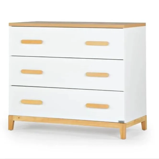 Dadada Baby LaLa Little 3 Drawer Dresser - White/Natural Wood