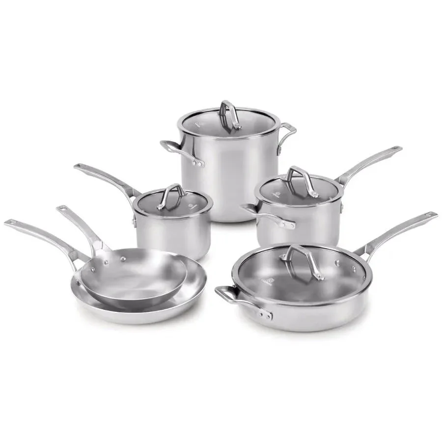 Calphalon 10-Piece Stainless Steel Cookware Set - Silver