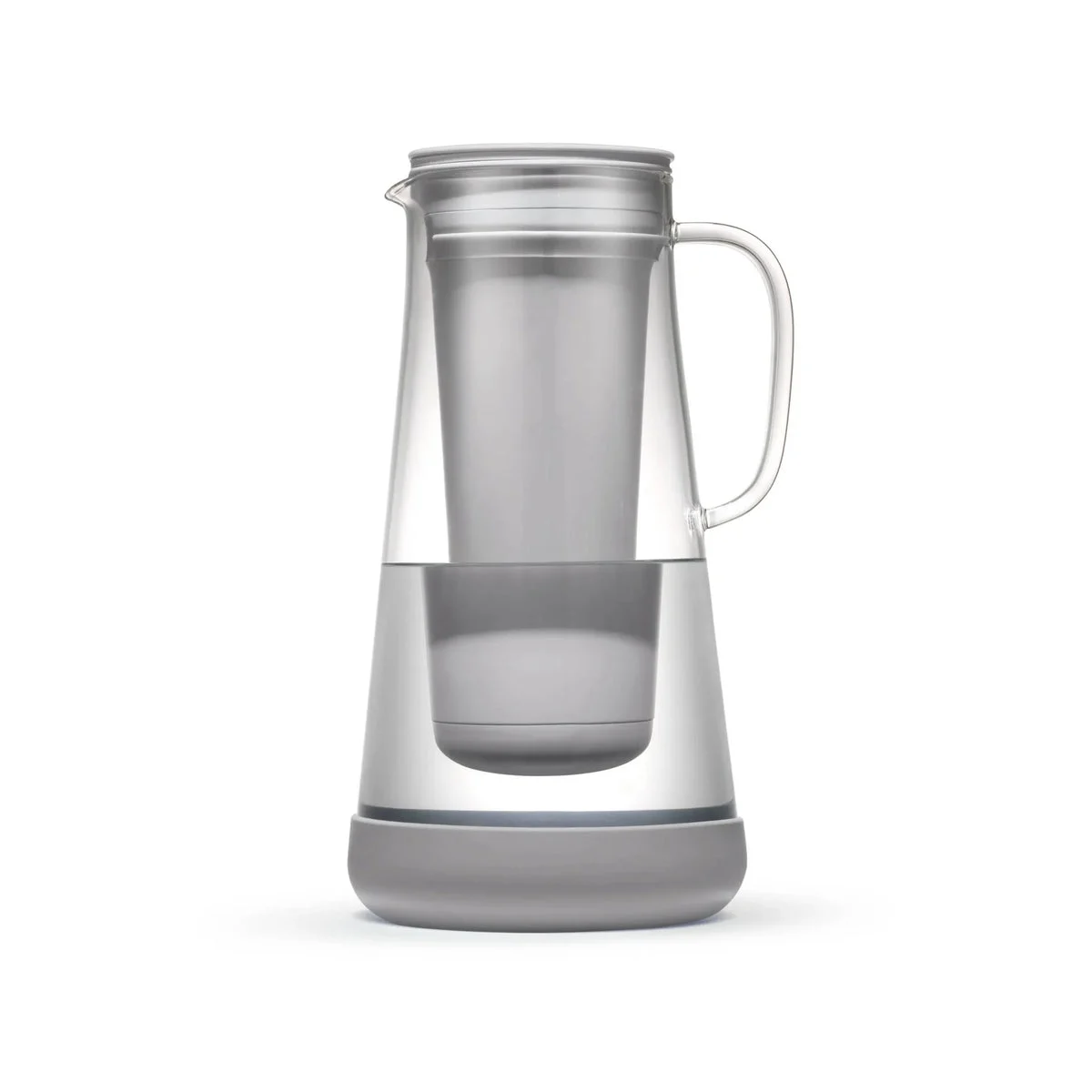 LifeStraw Home 7 Cup Glass Water Filter Pitcher with Silicone Base Clear/Gray