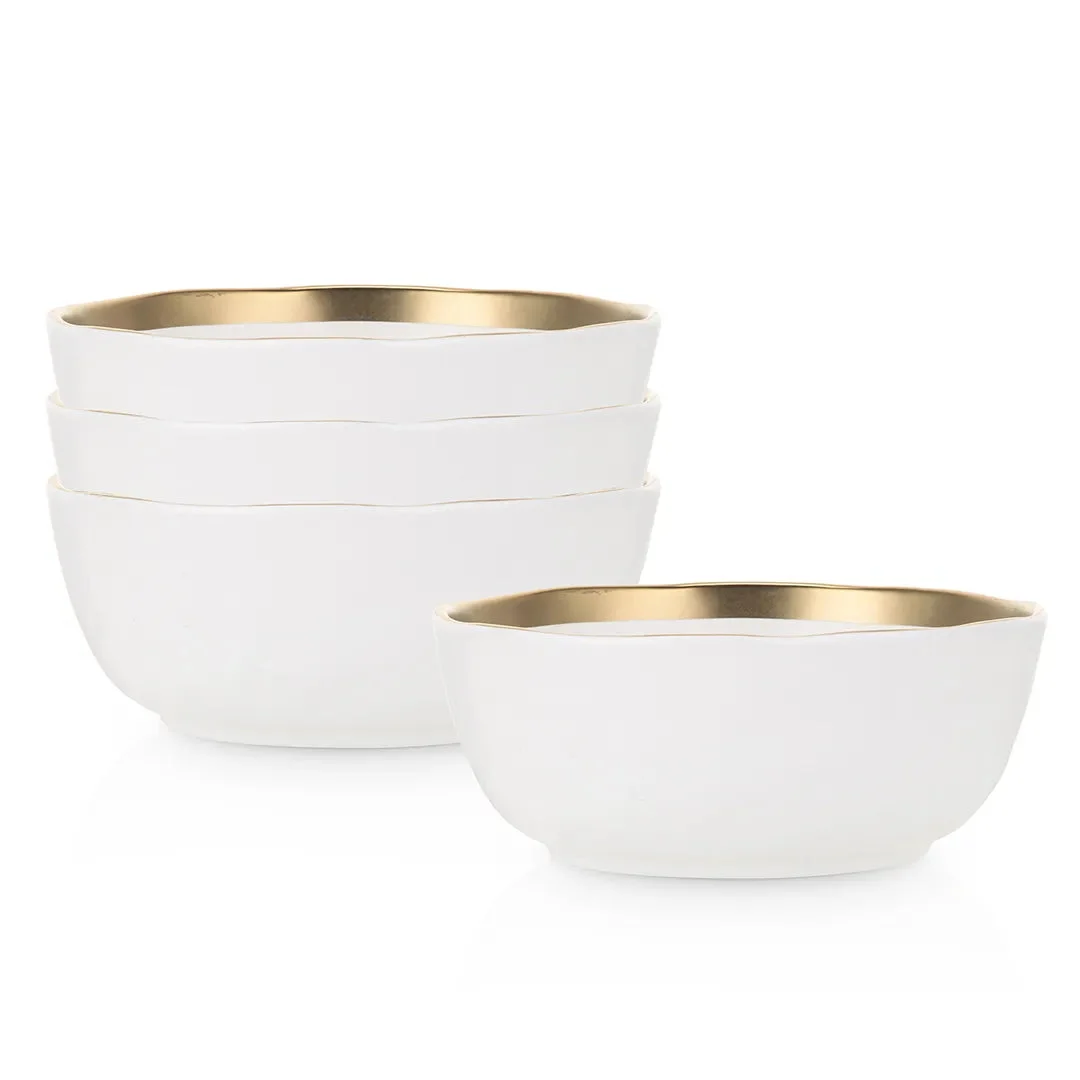 Stone Lain Florian Porcelain Round Bowl Set of 4 - White