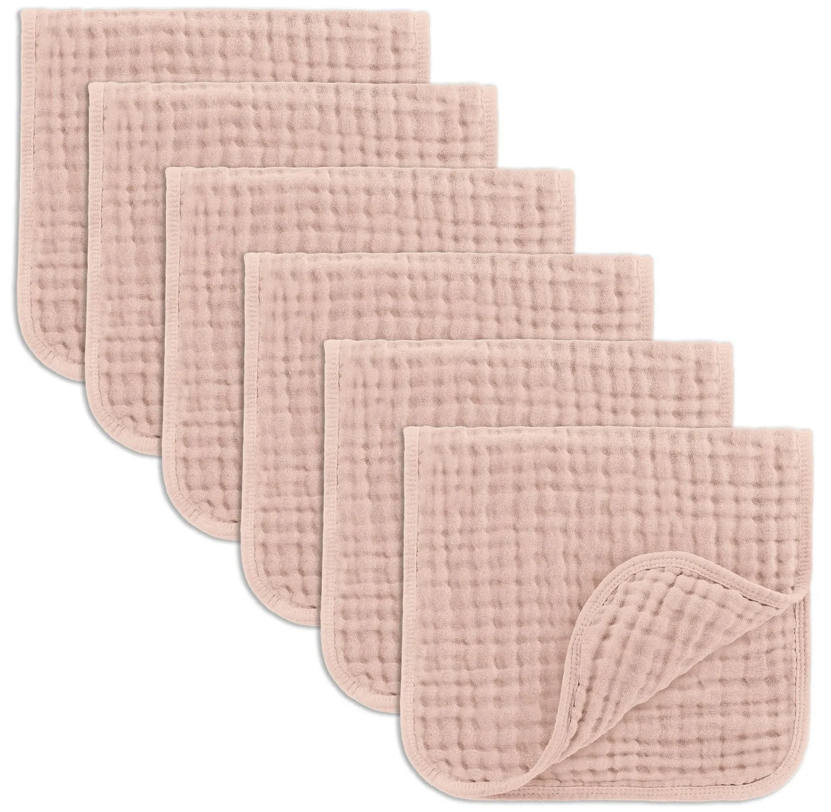 Comfy Cubs Muslin Burp Cloths - Blush, Pack of 6