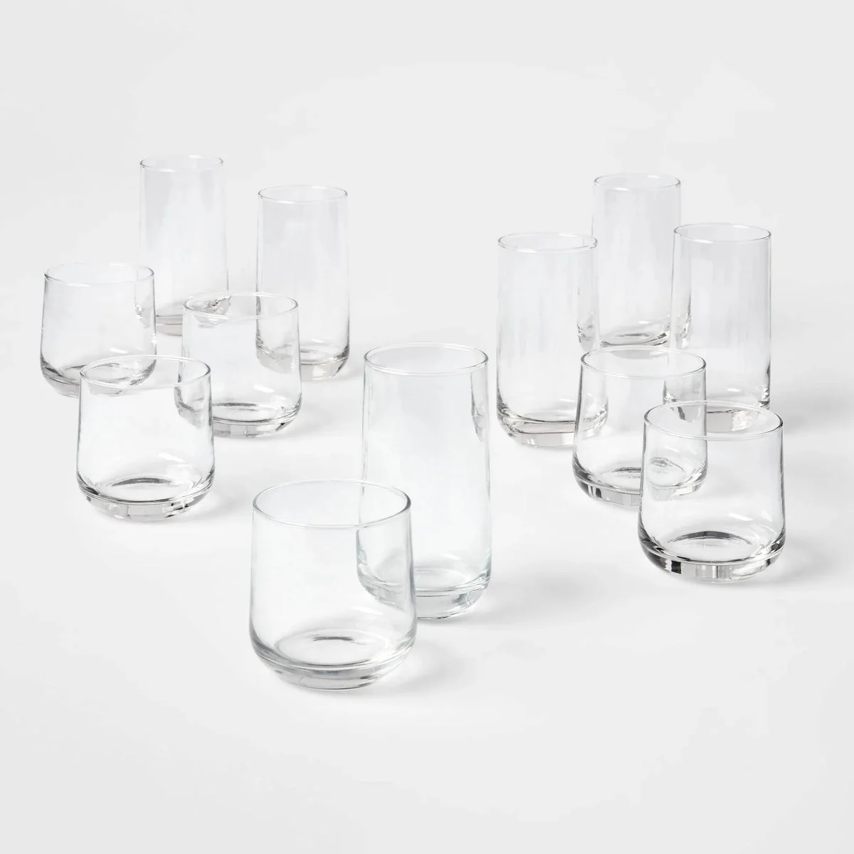 Threshold 12pc Glass Shoreham Double Old Fashion and Highball Glasses Set