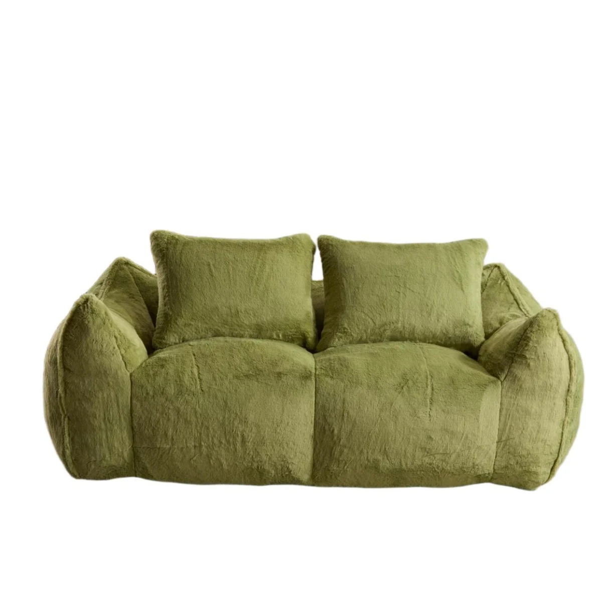 HOME ESSENTIALS Giant Bean Bag Couch, Ultra Soft Fluffy Loveseat for Living Room Reading Chair With Pillows - Green