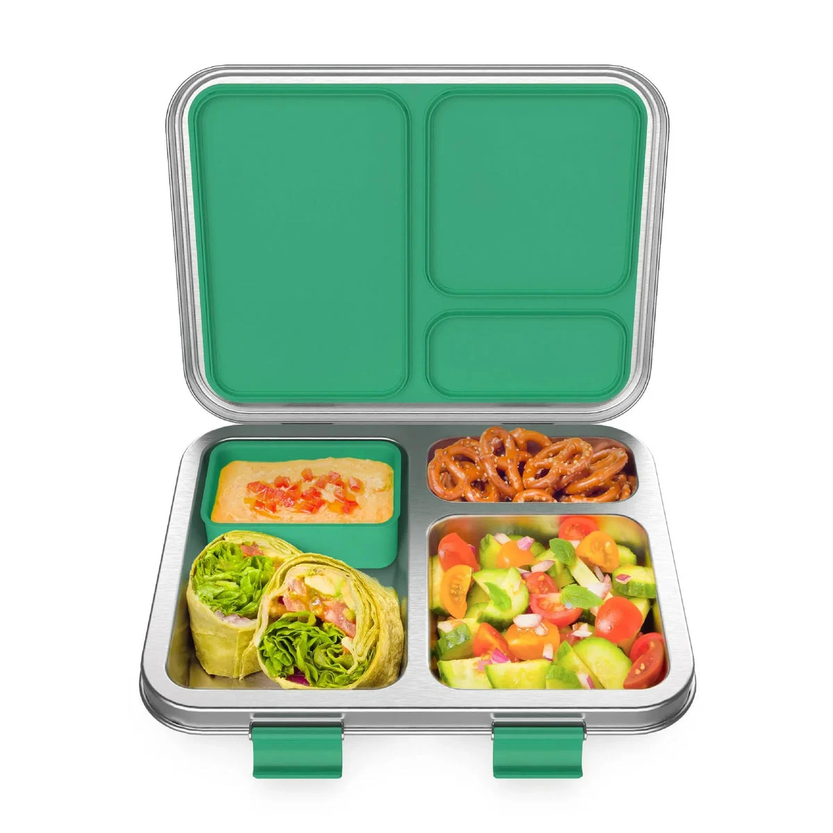 Bentgo Stainless Steel Leakproof 3-Compartment Lunch Box - Green