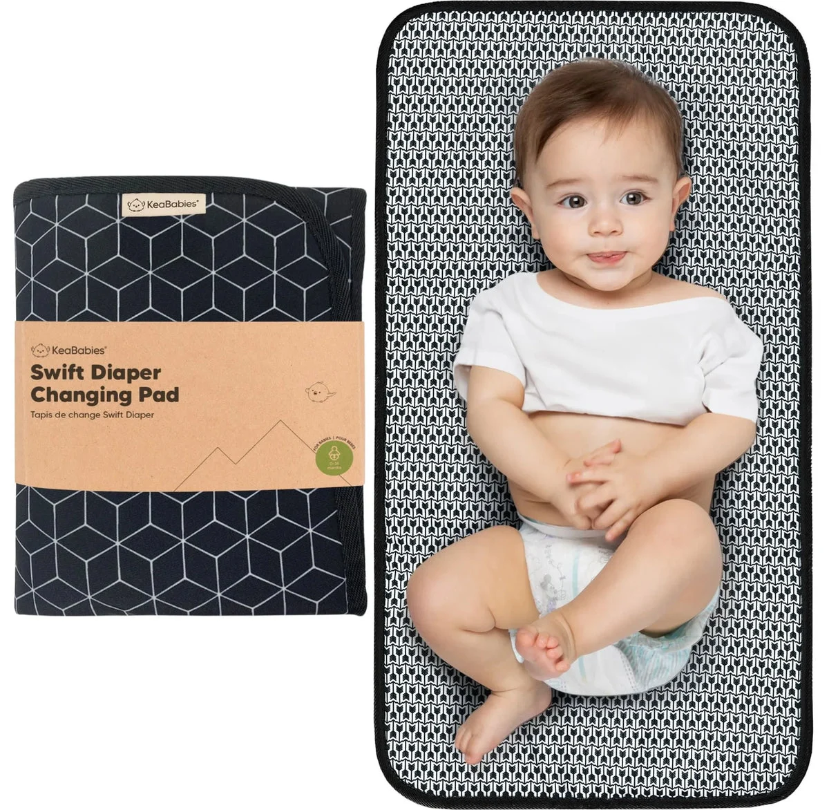 KeaBabies Swift Diaper Changing Pad - Black Geo