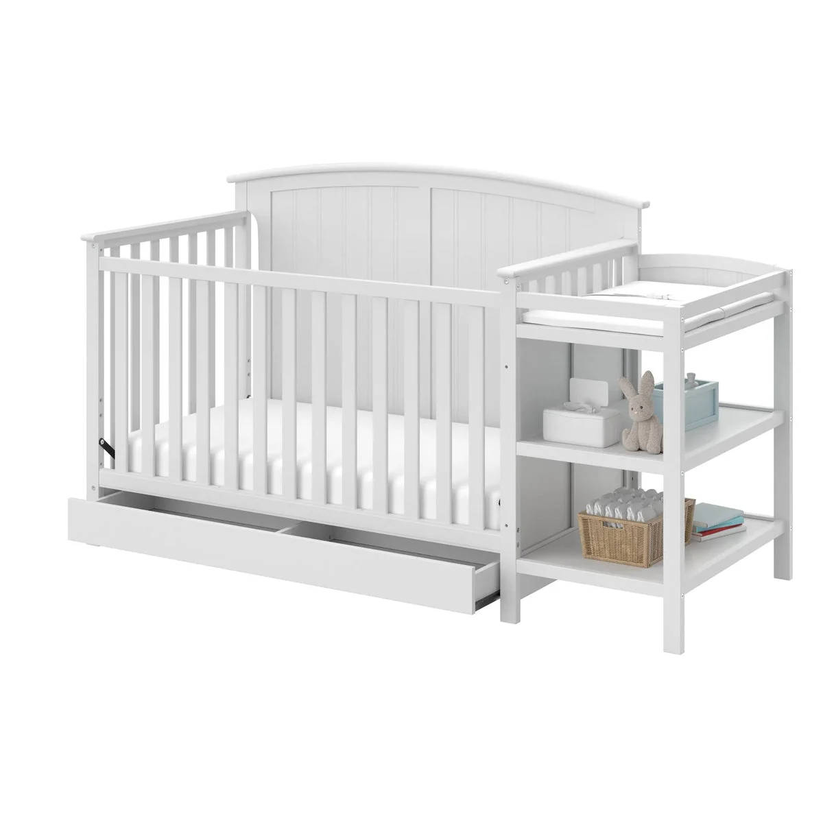 Storkcraft Steveston 5-in-1 Convertible Baby Crib & Changer - White