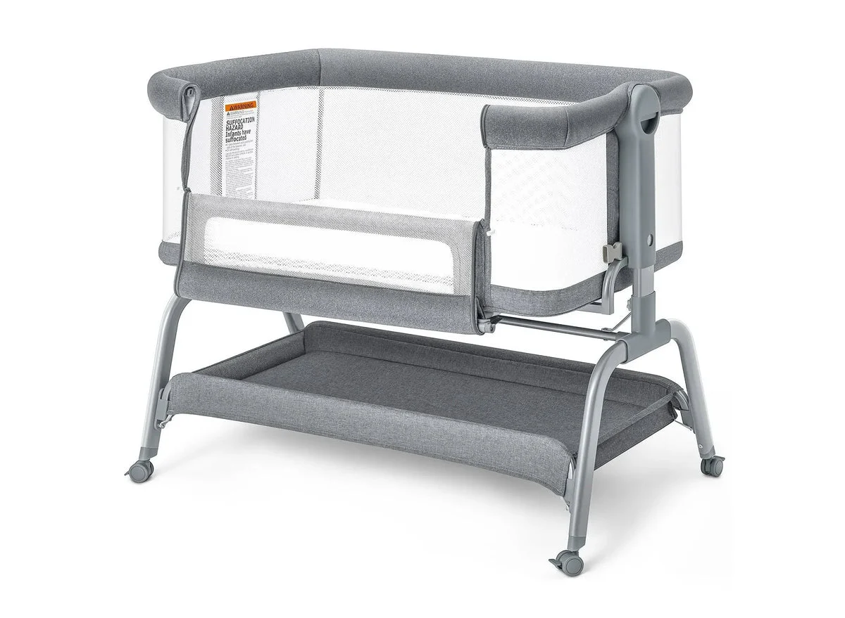 BabyBond Baby Bassinet 3 in 1 Bedside Sleeper - Gray