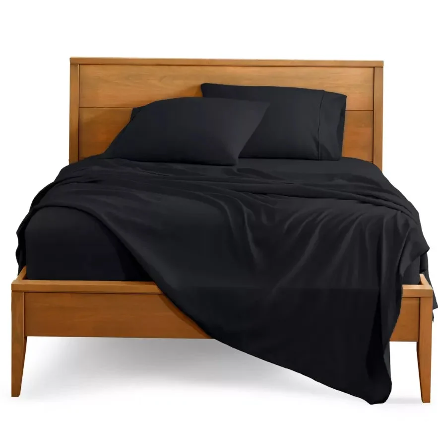 Bare Home Double Brushed Sheet Set, Full - Black