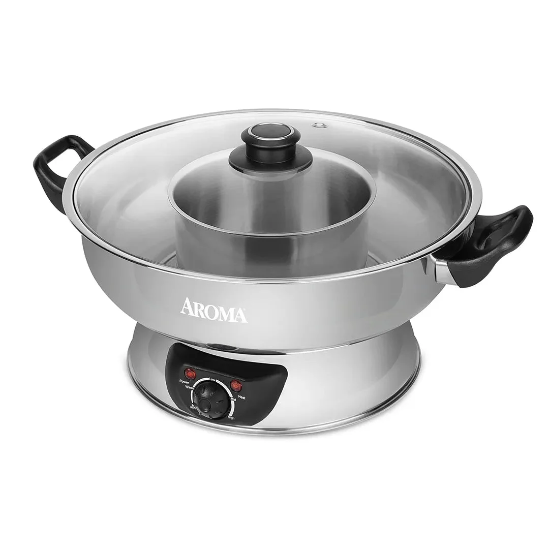 Aroma Electric Shabu Shabu Hot Pot - Silver