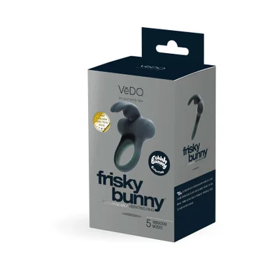 Frisky Bunny Vibrating Ring Black Pearl - Adult Toys